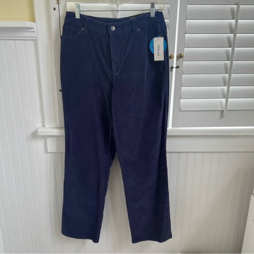 Style & Co Dark Sapphire Blue Baby Corduroy Straight Leg Pants Women’s Size 8P